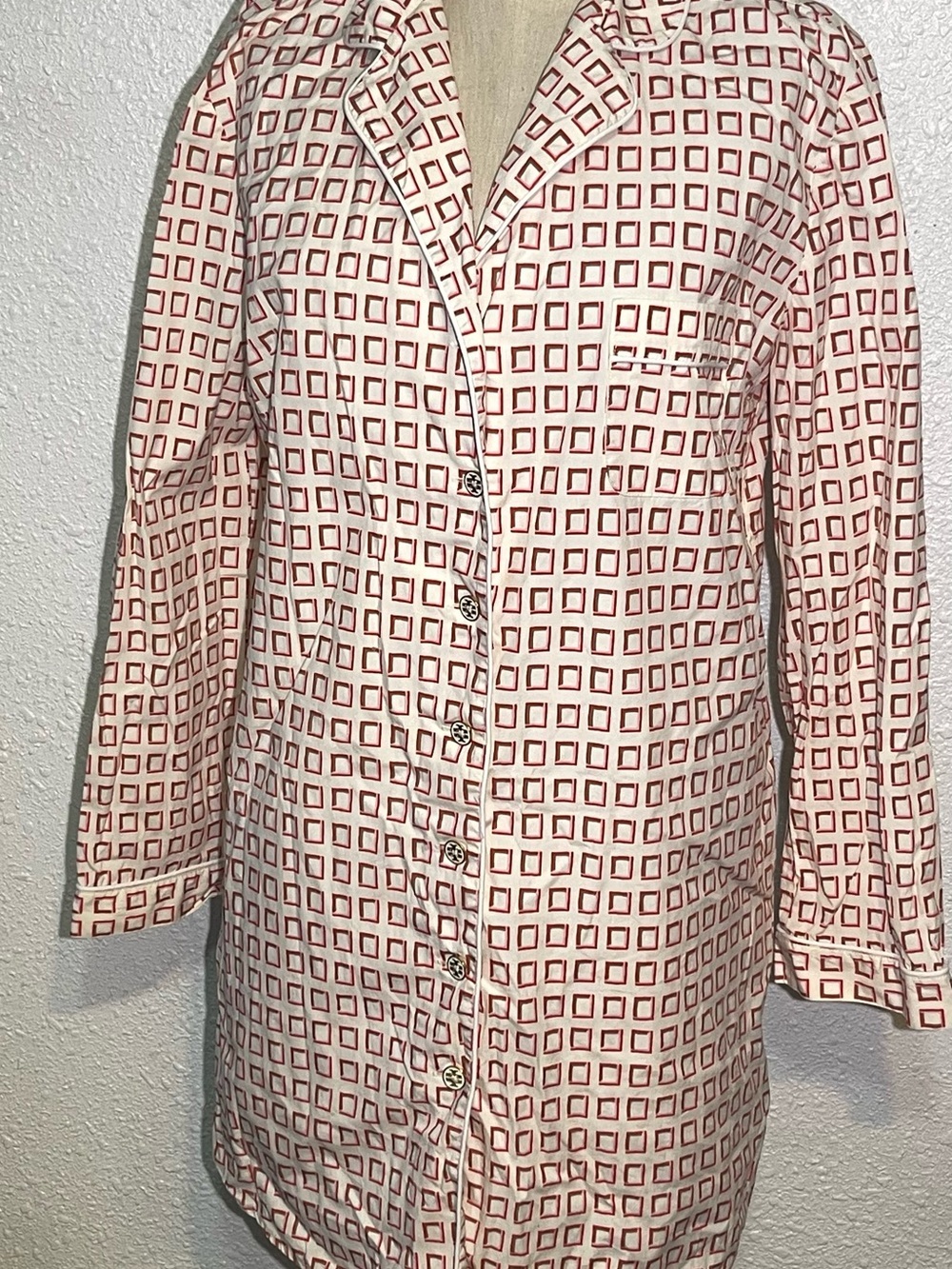 Tory Burch Mireille women’s stretch cotton pajama shirt size large